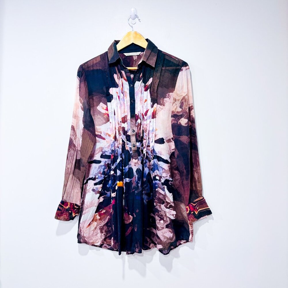MAX VOLMARY‎ Silk blend abstract print shirt | Size 38 EU